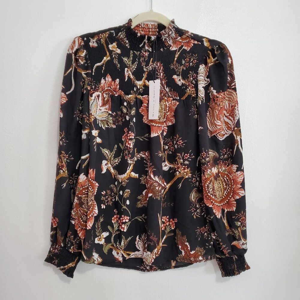 Gorgeous Romantic Floral Boho Dressy Elegant Blouse Top Women Size XS